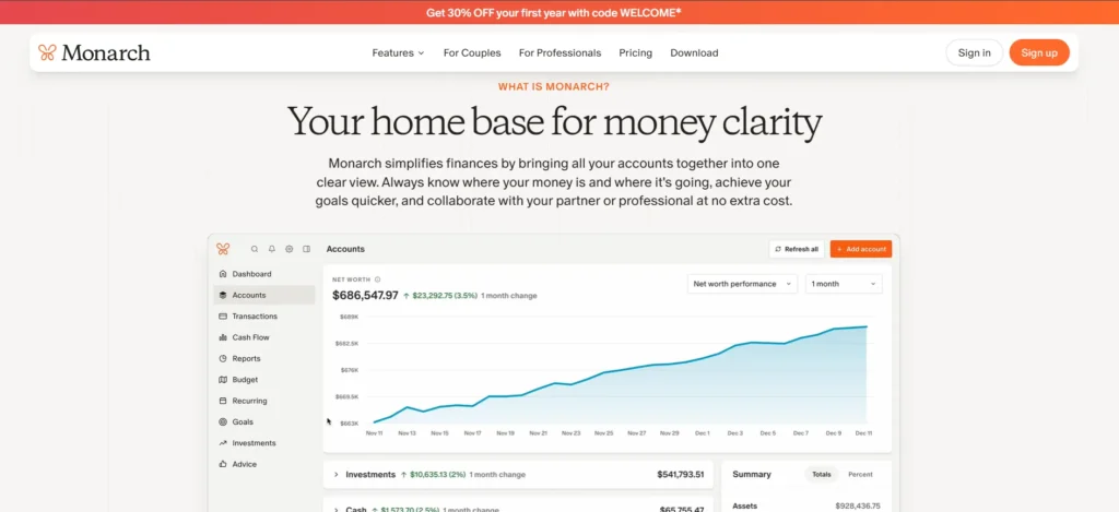Monarch Money: Best for Couple and Households